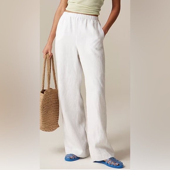 J. Crew Women's White Stratus Pant in Linen, Size XS - Picture 1 of 9